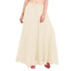 Kicha Regular Loose Fit Solid Colour Georgette Flared Sharara Mid Rise Palazzo for Women (Off-White-Small) - Image 2