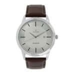 Mens Watch Classic Analog Watch with White Dial, Leather Strap, Roman Numerals, Date Display (AA1104/249)