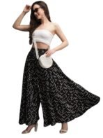 Women Viscose Crepe Flared Printed Palazzo Elasticated Waist Loose-fit & Regular, Casual Wear (Free Size 28 to 42 Waist) (in, Numeric, 42, Regular,)