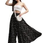 Women Viscose Crepe Flared Printed Palazzo Elasticated Waist Loose-fit & Regular, Casual Wear (Free Size 28 to 42 Waist) (in, Numeric, 42, Regular,)