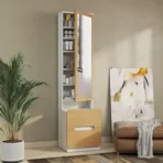 Wakefit Dressing Table with Mirror, Storage, 1 Year Warranty, Engineered Wood, Urban Teak and Frosty White, Mendla (AA1104/235) - Image 5