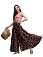 Women Viscose Crepe Flared Printed Palazzo Elasticated Waist Loose-fit & Regular, Casual Wear (Free Size 28 to 42 Waist) (in, Numeric, 42, Regular,) - Image 2