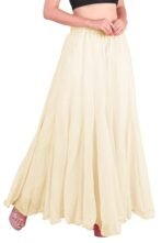 Kicha Regular Loose Fit Solid Colour Georgette Flared Sharara Mid Rise Palazzo for Women (Off-White-Small)