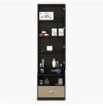 CASPIAN Engineered Wood Single Door Wooden Vanity Dressing Table (Rainforest Dark & Honey Oak) | Pre-Assembled Furniture with Mirror | Makeup & Accessories Storage Organizer with 6 Shelves & 1 Drawer (AA1104/229) - Image 3