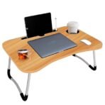 TEKCOOL Study Table Foldable Wooden Laptop Bed Tray Table, Multifunction Lap Tablet Desk with Cup Holder, Perfect for Eating Breakfast, Reading Book, Working, Watching Movie On Bed (AA1104/3) - Image 3