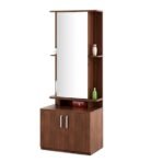 Spacewood Dressing Table | Ora | 3 Year Warranty | 5 Shelves & 2 Shutter Storage, Vanity Table for Bedroom, Living Room, and Home| Engineered Wood | Walnut Rigato - Image 3