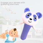 Storio Baby Premium Plush Soft Panda Face Rattle Soft Toy with Squeeze Handle for Squeaky Sound, Multicolor - Image 3