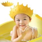 Baby Shower Cap, Shower Cap for Kids 1-9 Years, Adjustable Silicone Crown with Eye & Ear Protection, Waterproof Bathing Hat for Washing Hair (Large) (AA1102/95)