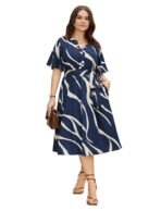 One Piece Dress for Women, New American Print Rayon Midi Dress, Stylish, Modern Party Outfit, Perfect for Casual and Formal Occasions - Image 5