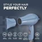 Havells 1000W Foldable Hair Dryer | 2 Heat Settings (Hot/Warm) | Heat Balance Technology | Pastel Blue | Your Perfect Blow Dry Companion For Effortless Hair Styling | HD1835 (AA1104/53) - Image 5