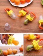BabyGo Baby Feeding Combo | Waterproof Apron Bibs (3 Pcs) + Fruit Nibbler (1 Pc) + 90ml Silicone Squeeze Bottle (1 Pc), Soft, Washable & Reusable Feeding Essentials for Infants & Toddlers - Image 4