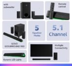 GOVO GOSURROUND 950 | 500W Sound bar | 5.1 Channel Home Theatre with 6.5" subwoofer | Dual Rear Satellites, HDMI, AUX, USB & Bluetooth, 5 Equalizer Modes, Stylish Remote & LED Display (Platinum Black) (AA1103/8) - Image 4