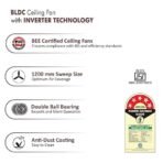 DIGISMART Autum Mark 1 1200mm BLDC 3 Blade Ceiling Fan with Remote Control|BEE 5 star Rated Energy Efficient Ceiling Fan|High Air Delivery with LED Indicators| 5 Year Warranty (Smoke Brown-Pack of 2) (AA1104/157) - Image 3