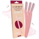Carmesi Reusable Face Razor for Women Facial Hair- 3 Razors | Instant & Painless Hair Removal | For Eyebrows, Upper Lip, Forehead, Peach Fuzz, Chin and Sideburns | Dermaplaning Tool[AA1098/54]