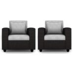 FURNY Herostyle 5 Seater 3+1+1 Sofa Set with Spacious Design 36 Density Foam Soft & Comfortable Sofa Set (in Grey-Black) (AA1104/163) - Image 3