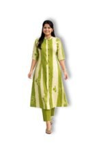 Woman's Floral Print A-line Rayon Kurti with Pant Set