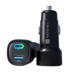 Portronics 80W Dual Output Fast Car Charger with Type-C PD & USB, LED Indicator, Charging Adapter Compatible with Cars for iPhone & Android Smartphone, Smartwatch, Earbud, Power Bank (Black) (AA1102/39)