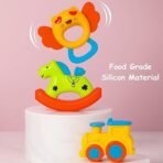 Storio Baby Rattle Gift Set | Newborn Sensory Toys for 0–12 Months | 6 Pc Rattle Set with Teether | Ideal Baby Shower Gift for Boys & Girls | Multicolor - Image 4