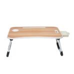Amazon Basics Engineered Wood Foldable Laptop Table with Cup Holder, Tablet Groove and Mini Drawer (60L x 40W x 26H cm, Brown) (AA1104/209)