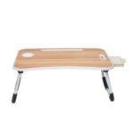 Amazon Basics Engineered Wood Foldable Laptop Table with Cup Holder, Tablet Groove and Mini Drawer (60L x 40W x 26H cm, Brown) (AA1104/209)