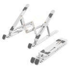 Portronics My Buddy K Lite Foldable Laptop Stand with Adjustable Heights, Anti-Slip Silicone Pads, Collapsible Design, 5 kg Max Weight, ABS Build, Portable & Lightweight Holder Riser (White & Blue) [AA1102/183]