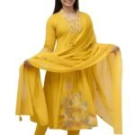 Women's Cotton Embroidery Straight Kurti with Pant Set