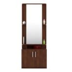Spacewood Dressing Table | Ora | 3 Year Warranty | 5 Shelves & 2 Shutter Storage, Vanity Table for Bedroom, Living Room, and Home| Engineered Wood | Walnut Rigato - Image 2