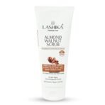 Lashika Almond & Walnut Scrub | Contains AHA & Niacinamide, Sandalwood Oil | Face & Body Exfoliator For Dark Spots & Skin Brightening | Dermatologically Tested | For Men & Women | 70gm