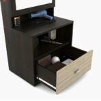 CASPIAN Engineered Wood Single Door Wooden Vanity Dressing Table (Rainforest Dark & Honey Oak) | Pre-Assembled Furniture with Mirror | Makeup & Accessories Storage Organizer with 6 Shelves & 1 Drawer (AA1104/229) - Image 2