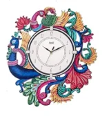 Ajanta Wall Clock Wooden Wall Clock Peacock (35x32 cm) (AA1104/208)