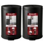 Robustt Dustbin with Pedal - 5L | Black Stainless Steel trash can | 7 Inch (W) x 10 Inch (H) | Small Trash Can for Bathroom, Bedroom, Toilet, and Kitchen � Durable & Corrosion-Resistant - Pack of 2[AA1100/113]