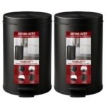 Robustt Dustbin with Pedal - 5L | Black Stainless Steel trash can | 7 Inch (W) x 10 Inch (H) | Small Trash Can for Bathroom, Bedroom, Toilet, and Kitchen � Durable & Corrosion-Resistant - Pack of 2[AA1100/113]