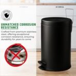 Robustt Dustbin with Pedal - 5L | Black Stainless Steel trash can | 7 Inch (W) x 10 Inch (H) | Small Trash Can for Bathroom, Bedroom, Toilet, and Kitchen � Durable & Corrosion-Resistant - Pack of 2[AA1100/113] - Image 4