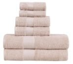 Micro Twist Towel 600 GSM 6 Pcs Towel Set 2 Bath +2 Hand+2 Face-Cosmic Beige