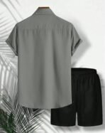 Stylish Men's Hawaiian Co-ord Set | Palm Tree Printed Shirt with Black Shorts | Summer Beach Outfit - Image 2