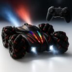 Eli & Chi 4X4 Wheel Drive Double Sided RC Stunt Toy Car: Drift Toy for Kids & Adult Remote Control Racing 360° RGB Lights Off Road 2 Rechargeable Batteries High Speed Spray Gesture Watch,Black[AA1097/92] - Image 4