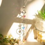 HASTHIP® 4Pcs Suncatcher Charm Room Decor, 34CM Sparkling Shining Crystal Sun Moon String Charm Hanging Ornament Wind Chime Suncatcher Charm for Door, Room, Gift - Image 3