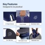 Frido Tailbone Pain Relief Cushion | (High Density & Durable) Memory Foam Seat Cushion for Extra Support for Long Sitting | Non-Slip Orthopedic Chair Cushion for Pressure Relief | Upto 100 kg | Blue[AA1100/110] - Image 4