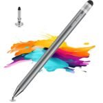 2 in 1 Universal Stylus Pen with Fine Point Disc Tip+ Rubber Fiber Tip| for Smartphone/Tablet/iPad/Pro/Air/iPhone/iOS/Android/All Touch Screens| Aluminum Body (GREY & BLACK  & WHITE ) [AA1102/240]