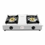 Butterfly Smart 2 Burner Stainless Steel Gas Stove | Manual Ignition | Brass Burners | Skid-proof Legs | 1 Year Manufacturer's Warranty | Grey