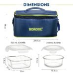 Borosil Klip n Store Universal Lunchbox | 320ml x 2 Square + 240ml x 2 Round Container Set | Made in India Borosilicate Glass | Microwave & Dishwasher Safe | Tiffin for Office/School/College(AA1103/190) - Image 5