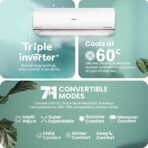 Haier 1.5 Ton 4 Star AI Climate Control Smart Split AC (5250 Watts, Copper, Wi-Fi, 4-Way Swing, Triple Inverter, 7 in 1, Frost Self Clean, HD Filter, Cools at 60°C - HSU18K-PYAIR4BN-INV, White) [AA1096/21] - Image 3