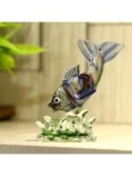 Somil Enjoying Fish Crystal Glass Decorative Showpiece Handcrafted Gift Figurine Home Décor for Table, Shelf & Gifting Multi-Color,Pack of 1(AA1103/85)