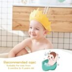 Baby Shower Cap, Shower Cap for Kids 1-9 Years, Adjustable Silicone Crown with Eye & Ear Protection, Waterproof Bathing Hat for Washing Hair (Large) (AA1102/95) - Image 4