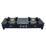 Preethi Alya Glass Top Gas Stove | 2 Burners I Lifelong Free Service I 5-Year Warranty I ISI Certified I 6mm Toughened Glass I Heavy Duty Brass Burners