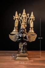 Lord Vishnu on Garuda with Bhudevi & Sridevi Brass Idol, Laksminarayana Statue for Home Decor(AA1103/110) - Image 5