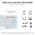 Amkette New and Improved Optimus BT 4 in 1 Multi Device Wireless Keyboard/Bluetooth Keyboard | One Click Device Switching and AI Access for Windows, MacOs, Android and iOS, Dual OS Layout (Blue) - Image 2