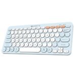 Amkette New and Improved Optimus BT 4 in 1 Multi Device Wireless Keyboard/Bluetooth Keyboard | One Click Device Switching and AI Access for Windows, MacOs, Android and iOS, Dual OS Layout (Blue)