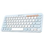 Amkette New and Improved Optimus BT 4 in 1 Multi Device Wireless Keyboard/Bluetooth Keyboard | One Click Device Switching and AI Access for Windows, MacOs, Android and iOS, Dual OS Layout (Blue)