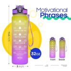 JUGTE Plastic Water Bottles 1 Litre Sipper Bottle For Adults Motivational Water Bottle Sipper With Straw & Time For Gym Office School Home Water Bottle For Kids (Purple) - Image 2
